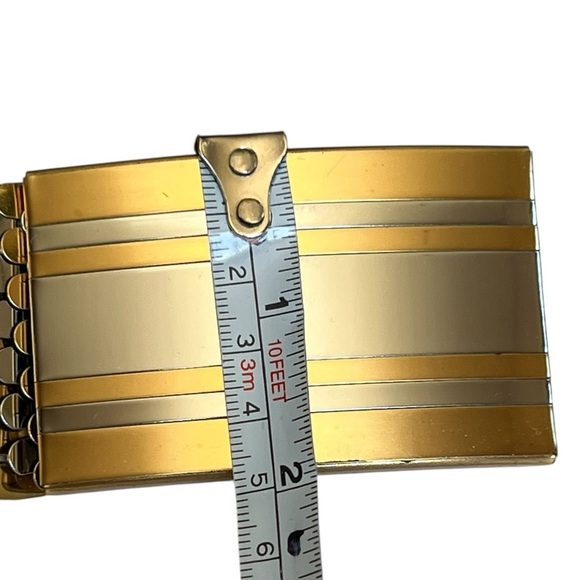 Vintage Metallic Silver & Gold Wide Stretch Scales Belt Retro Glam main image 4